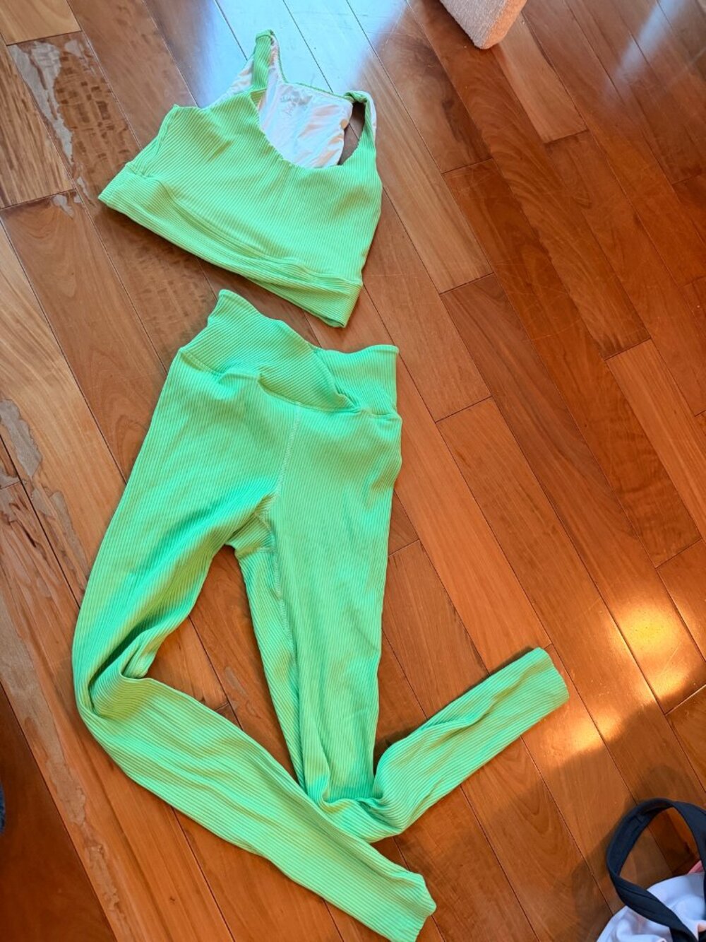 Year of Ours Ribbed Set — Leggings & Sports Bra, Lime Green